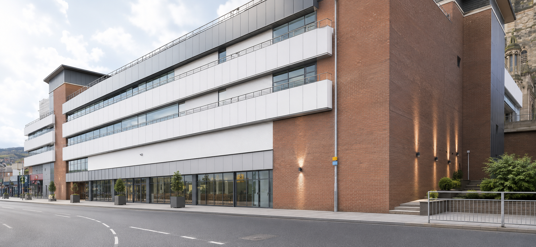 Street frontage of the Greenock Secure Parking multi-storey car park